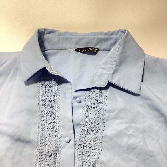 Simplee Plus Blue Ruffle Lace Belted Dress 3X - Picture 11 of 11